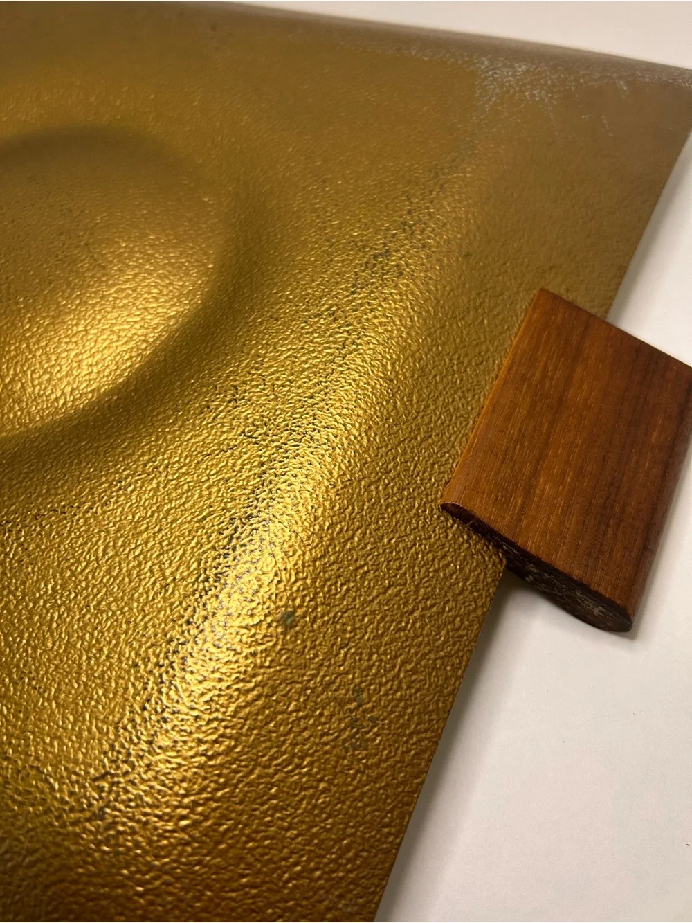 ERNEST SOHN COLLECTION MCM BAMBOO DESIGN GOLD & GLASS PLATE WOOD HANDLE TRAY VTG